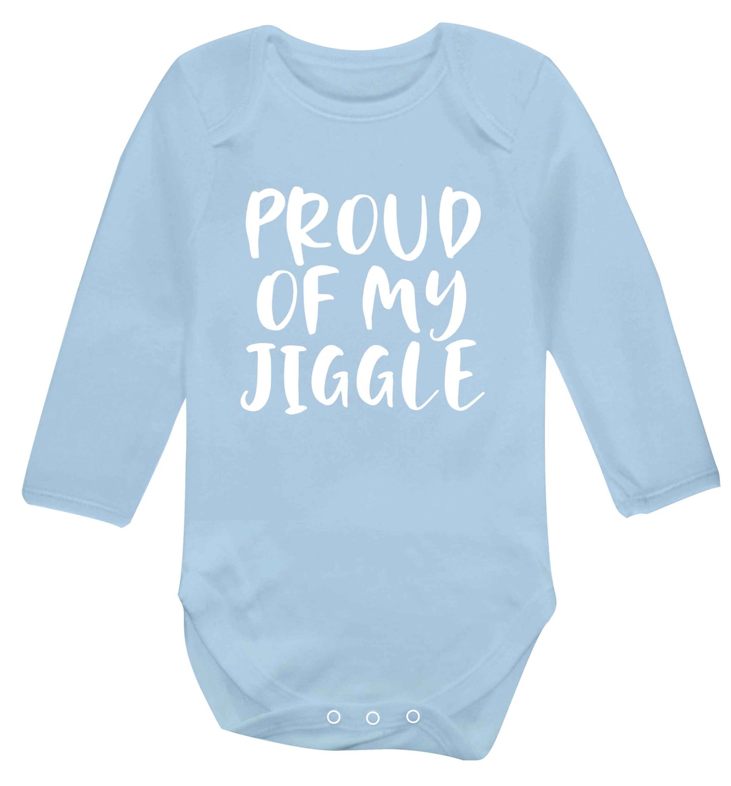 Proud of my jiggle baby vest long sleeved pale blue 6-12 months