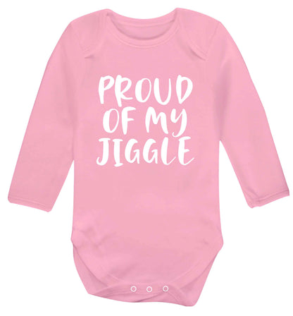 Proud of my jiggle baby vest long sleeved pale pink 6-12 months