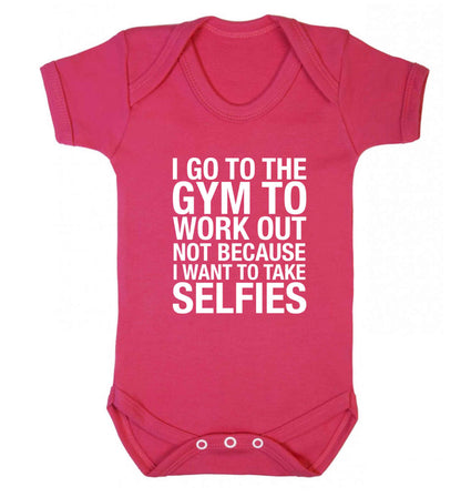I go to the gym to workout not to take selfies baby vest dark pink 18-24 months