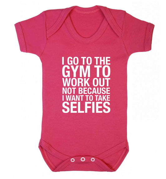 I go to the gym to workout not to take selfies baby vest dark pink 18-24 months