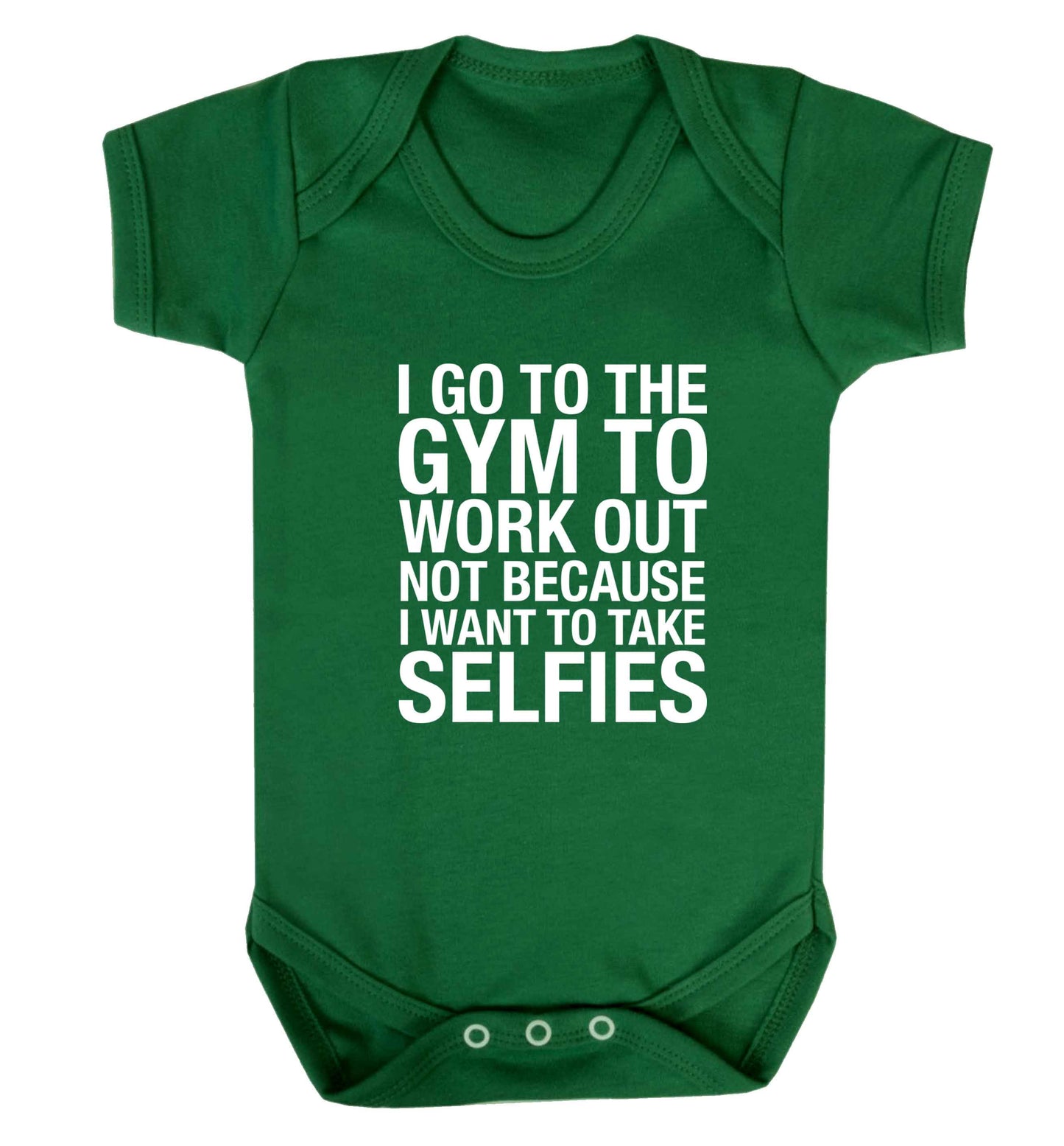 I go to the gym to workout not to take selfies baby vest green 18-24 months