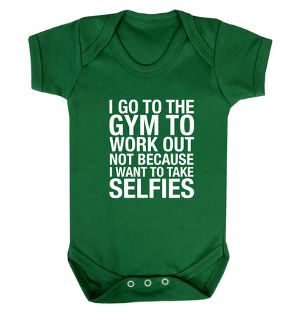 I go to the gym to workout not to take selfies baby vest green 18-24 months