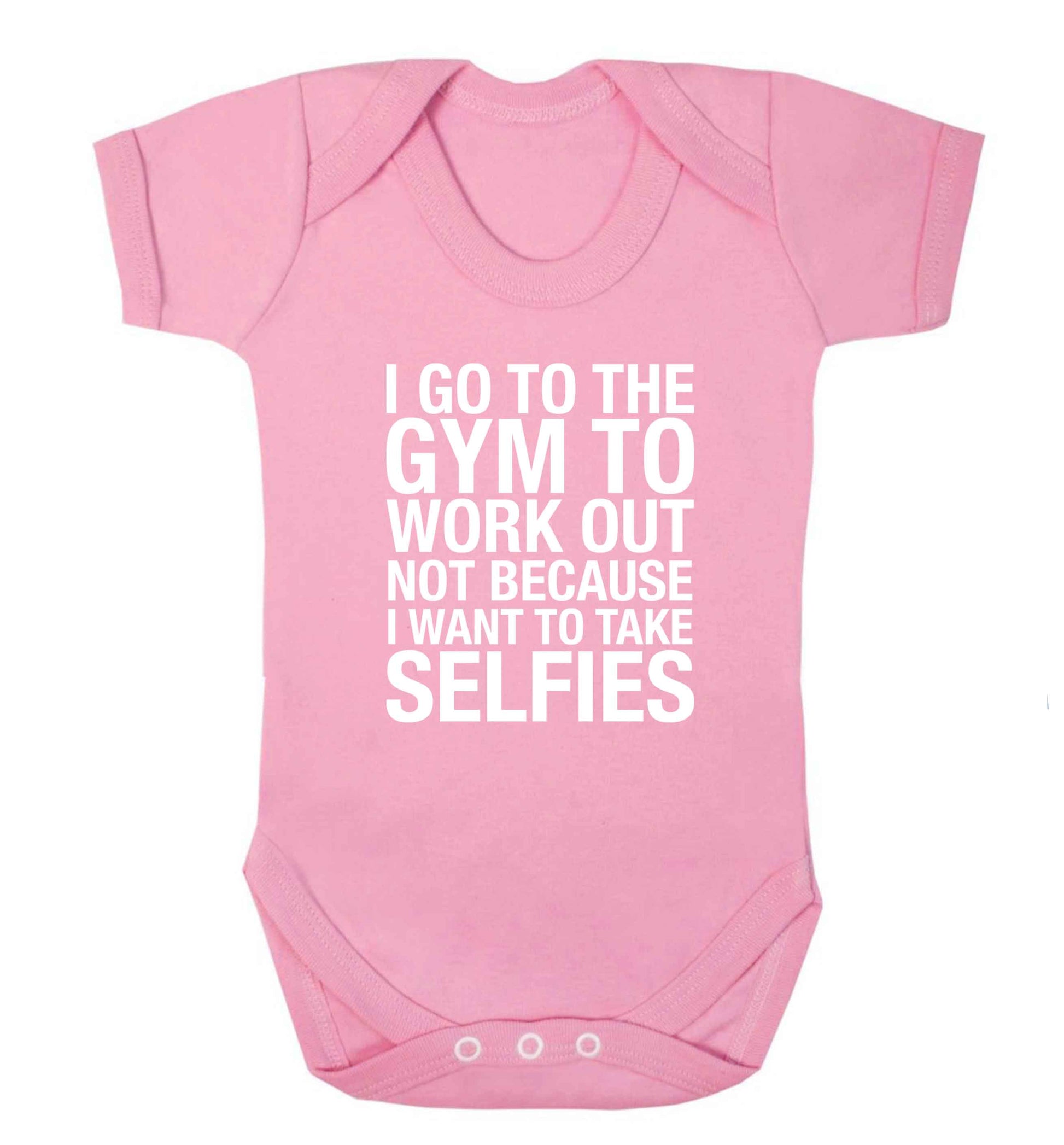 I go to the gym to workout not to take selfies baby vest pale pink 18-24 months
