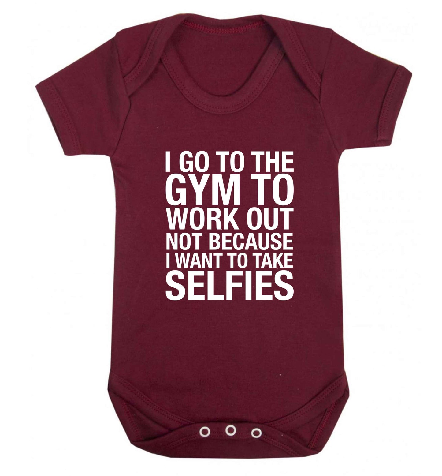 I go to the gym to workout not to take selfies baby vest maroon 18-24 months