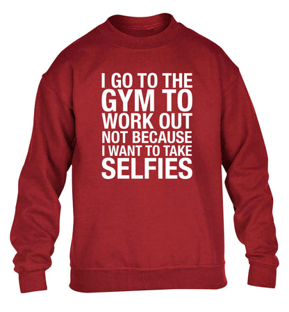 I go to the gym to workout not to take selfies children's grey sweater 12-13 Years