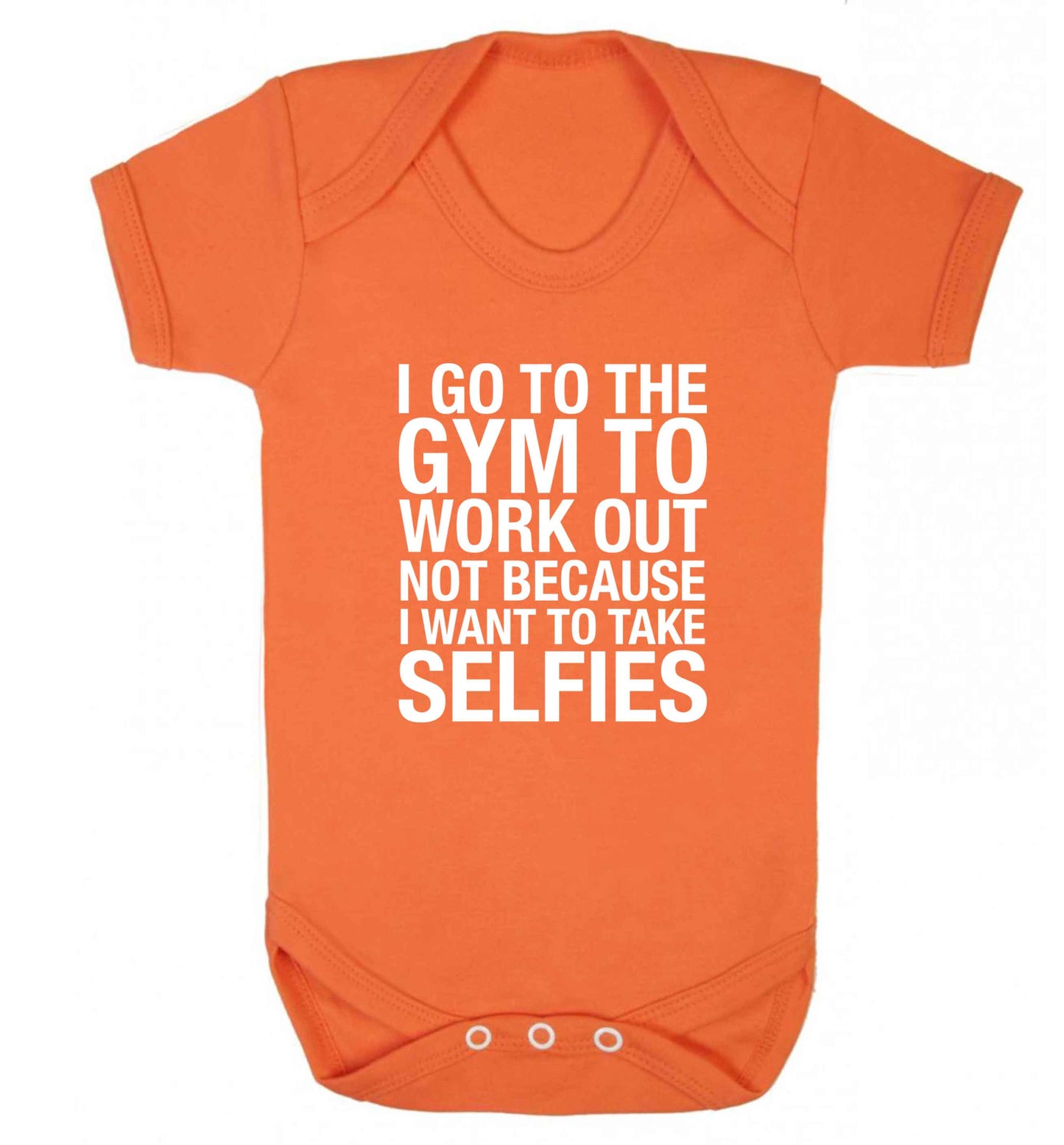I go to the gym to workout not to take selfies baby vest orange 18-24 months