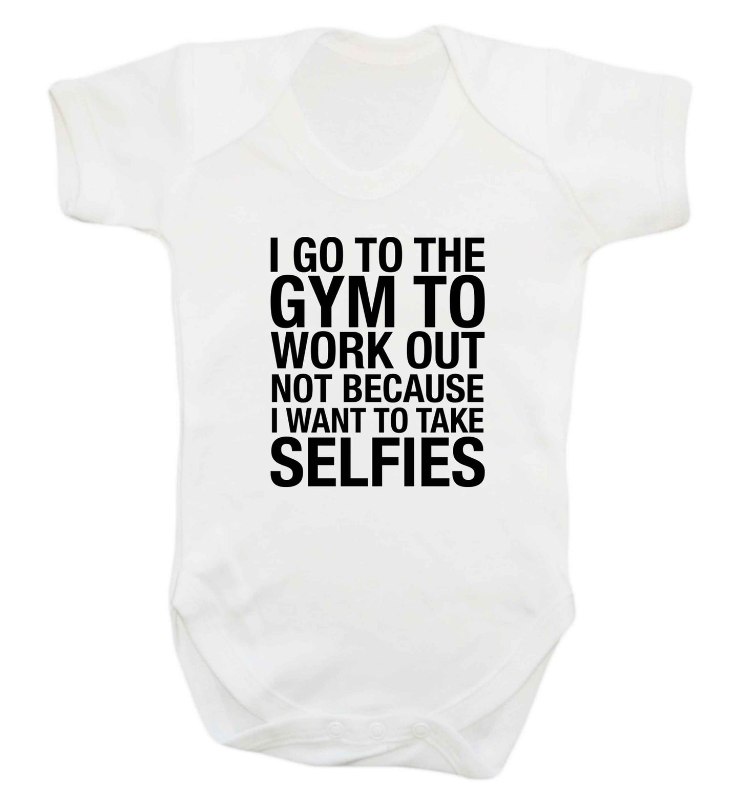 I go to the gym to workout not to take selfies baby vest white 18-24 months