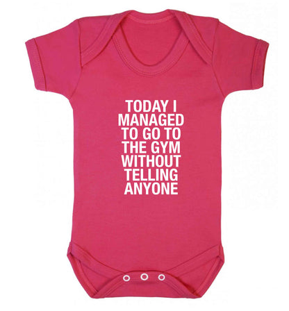 Today I managed to go to the gym without telling anyone baby vest dark pink 18-24 months