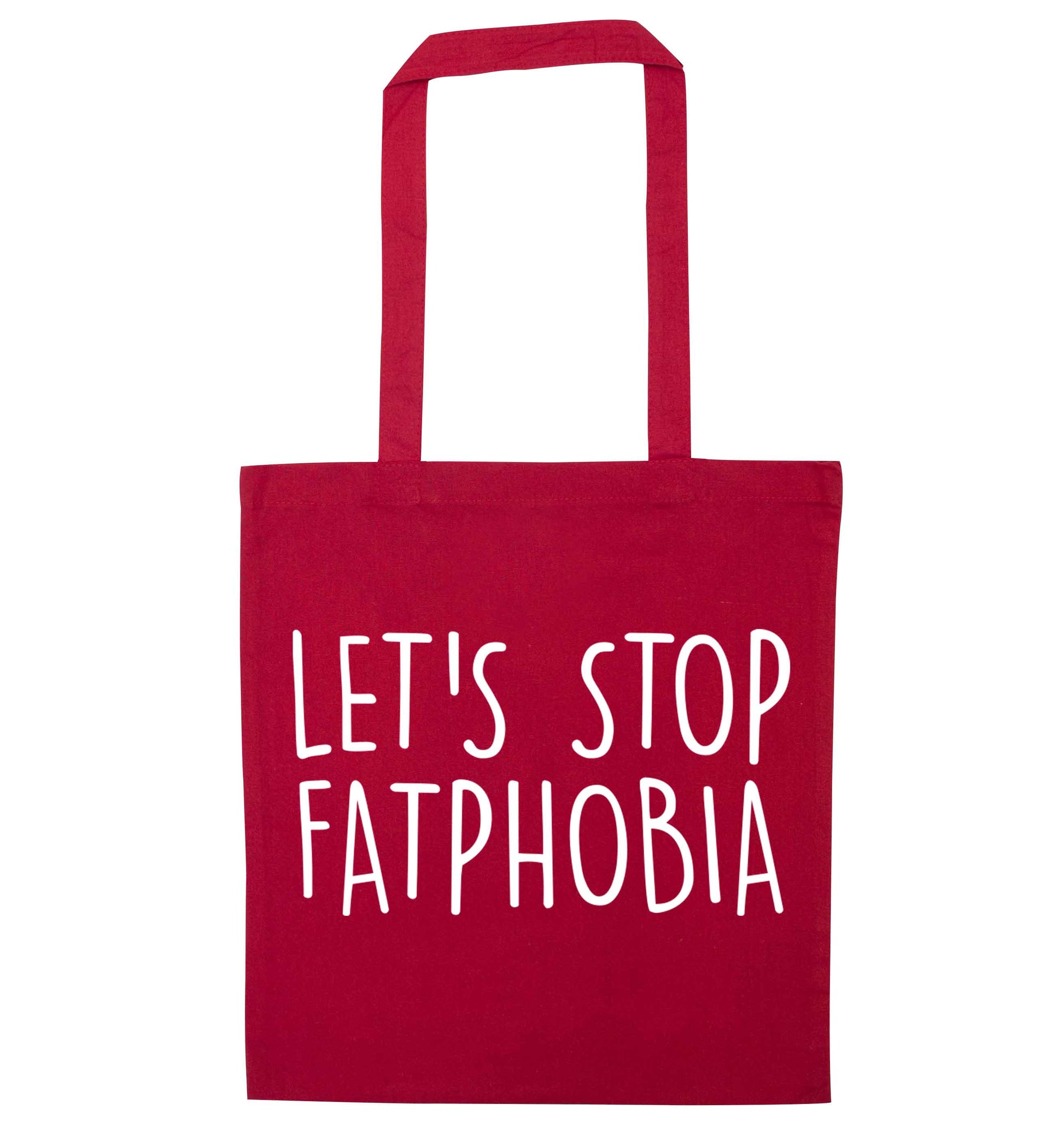 Let's stop fatphobia red tote bag