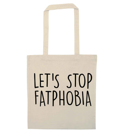 Let's stop fatphobia natural tote bag
