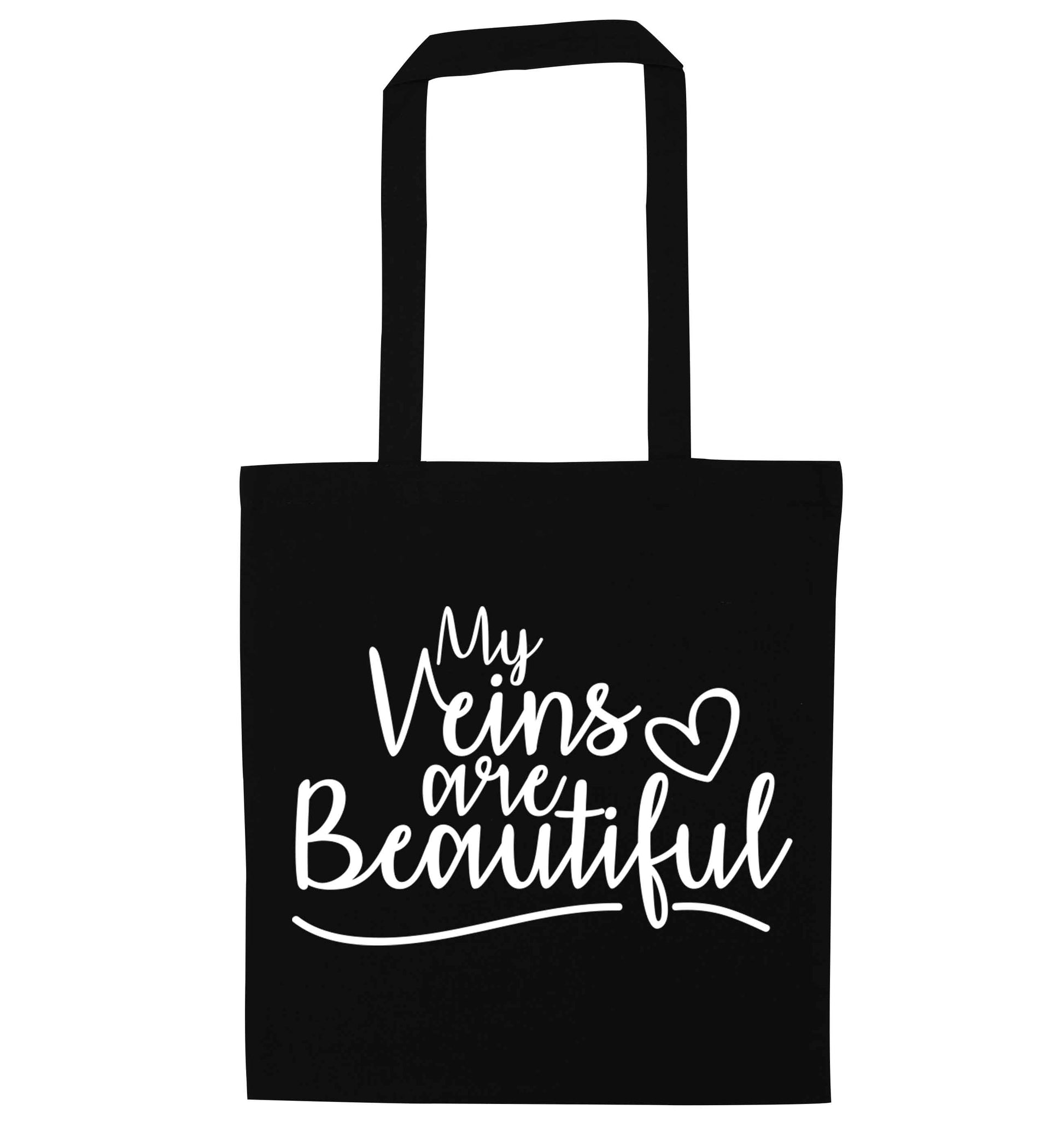 My Veins are Beautiful black tote bag