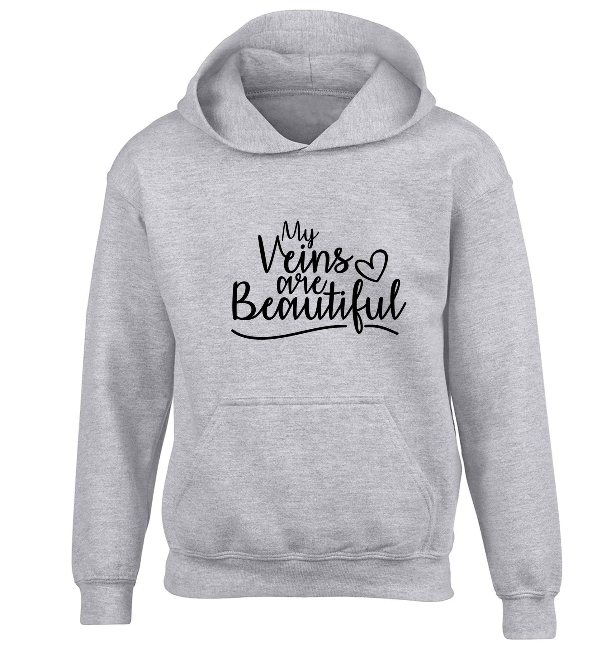 My Veins are Beautiful children's grey hoodie 12-13 Years