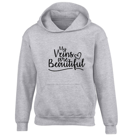 My Veins are Beautiful children's grey hoodie 12-13 Years