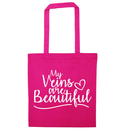 My Veins are Beautiful pink tote bag