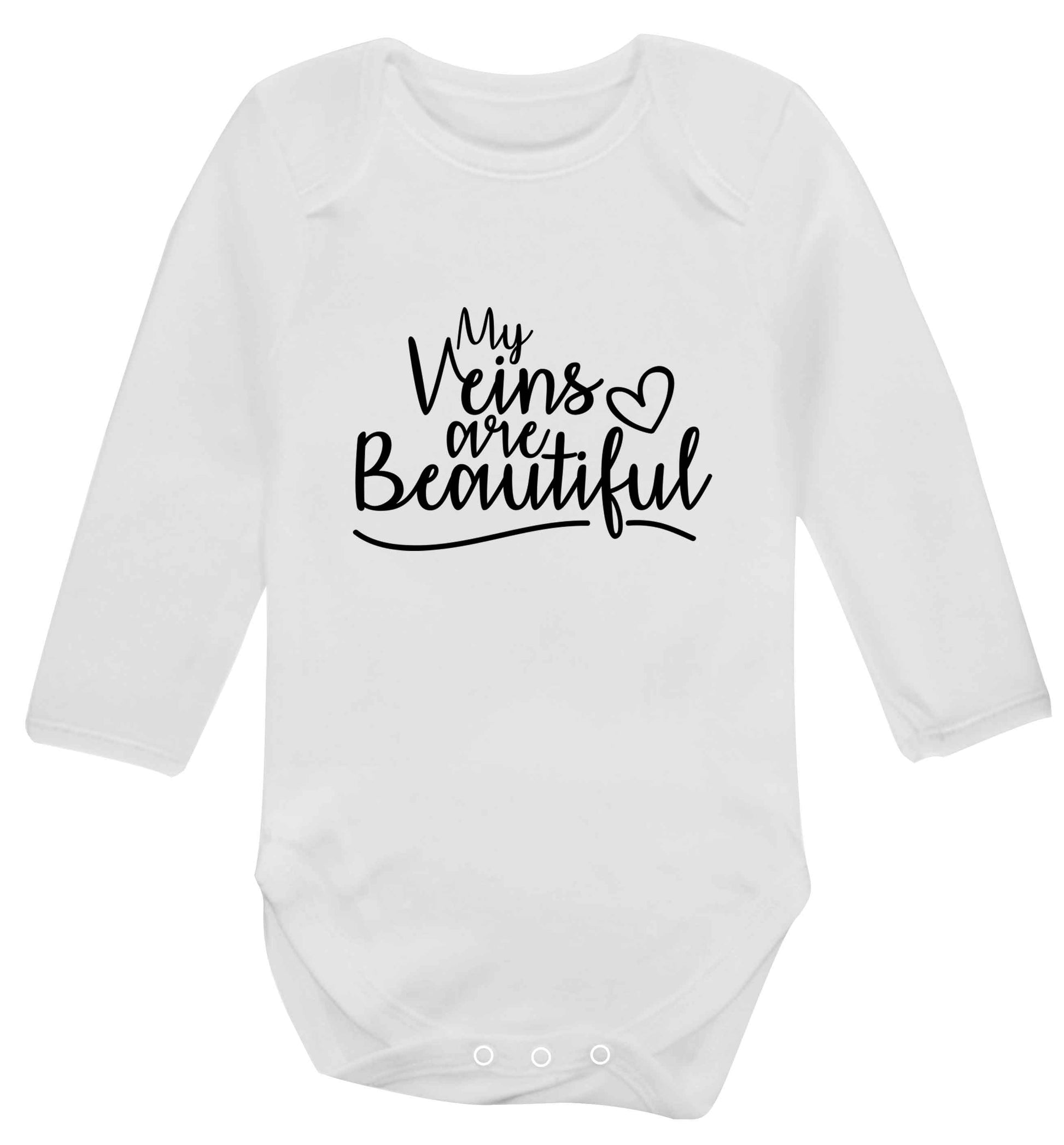 My Veins are Beautiful baby vest long sleeved white 6-12 months