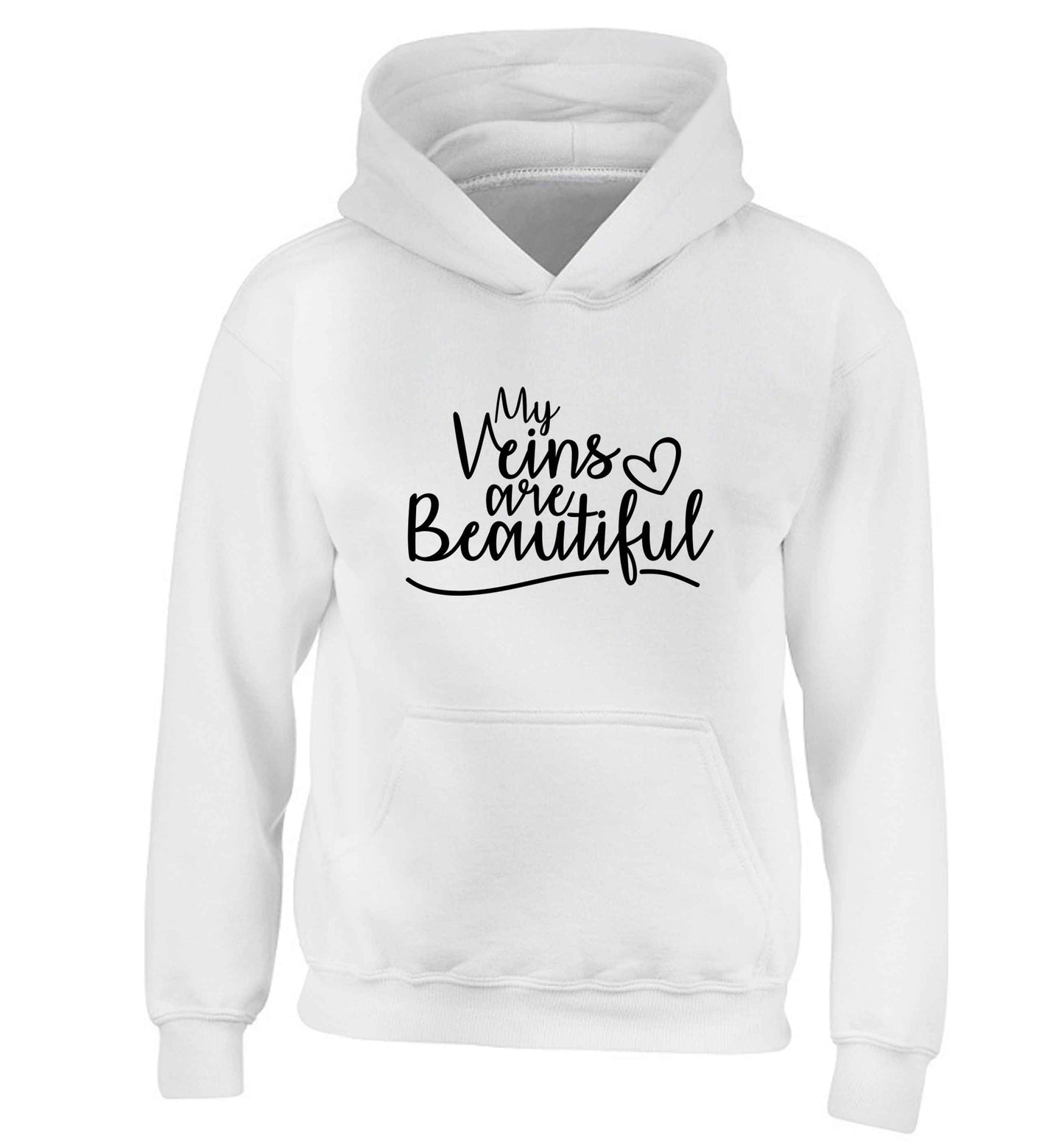My Veins are Beautiful children's white hoodie 12-13 Years