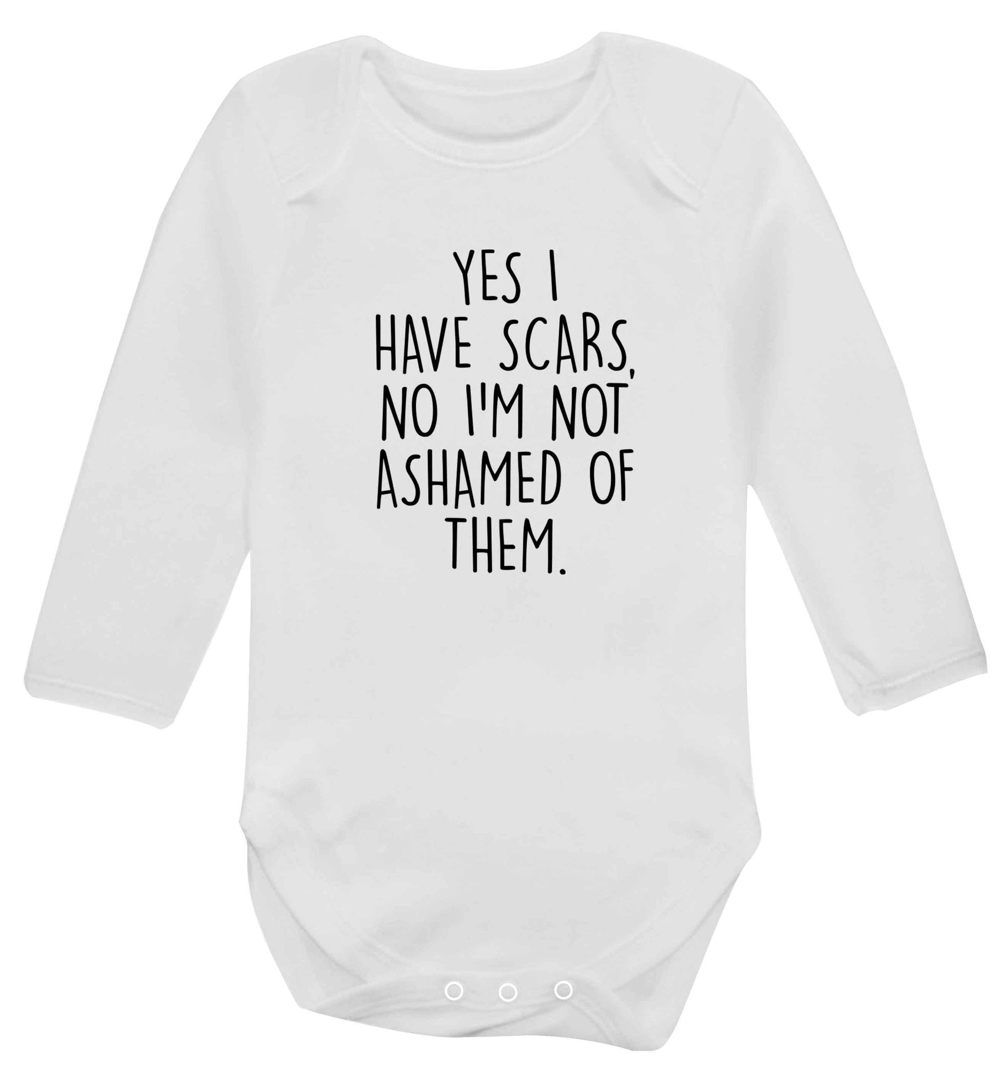 Yes I have scars, no I'm not ashamed of them baby vest long sleeved white 6-12 months