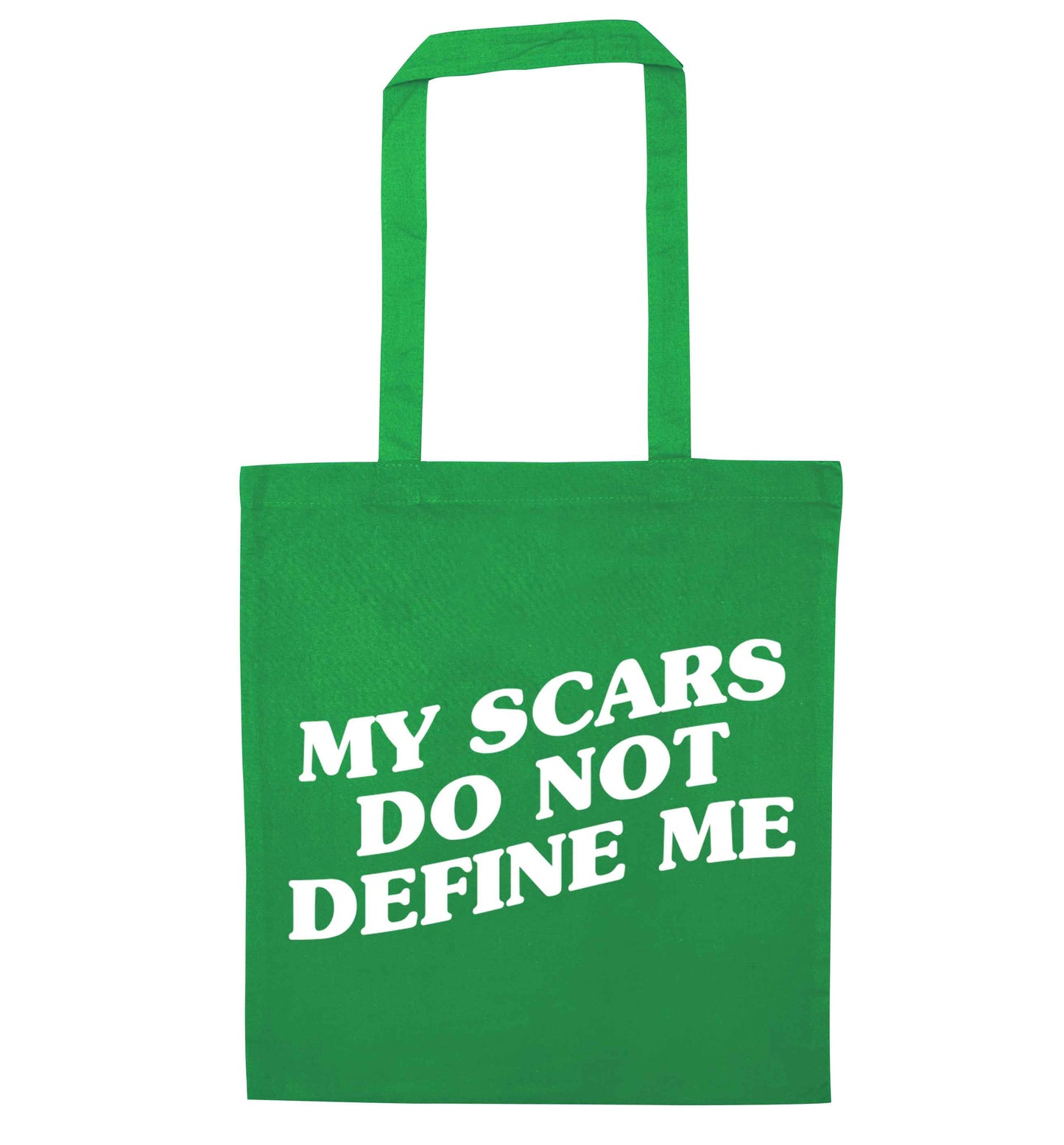 My scars do not define me green tote bag