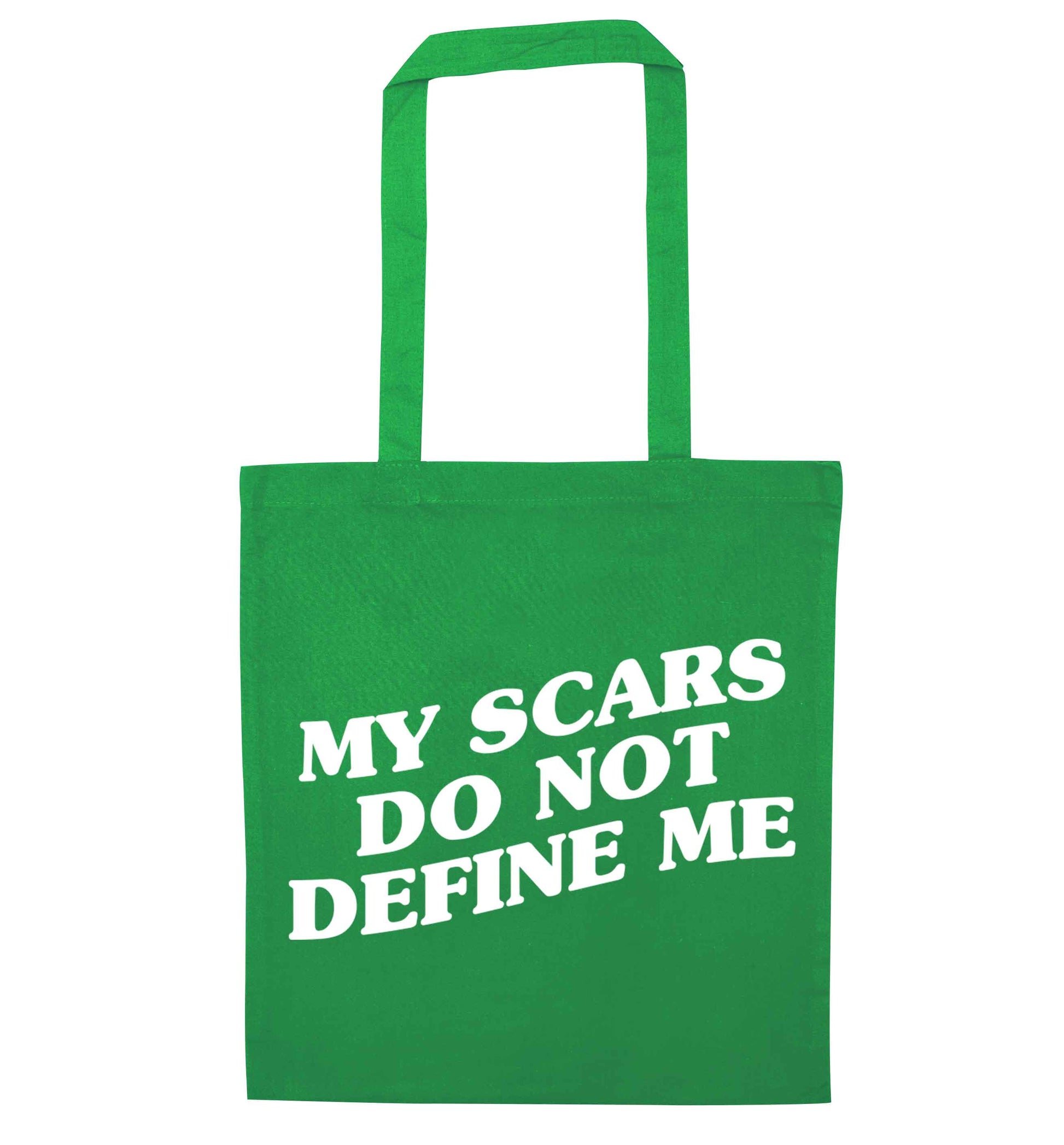 My scars do not define me green tote bag