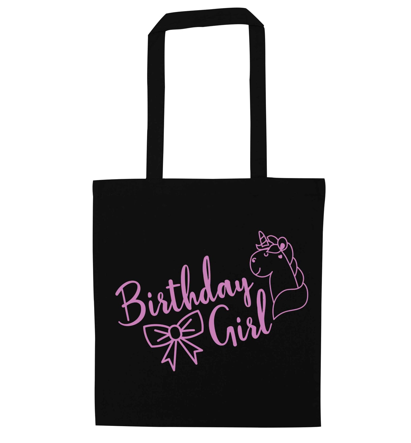 Birthday girl black tote bag