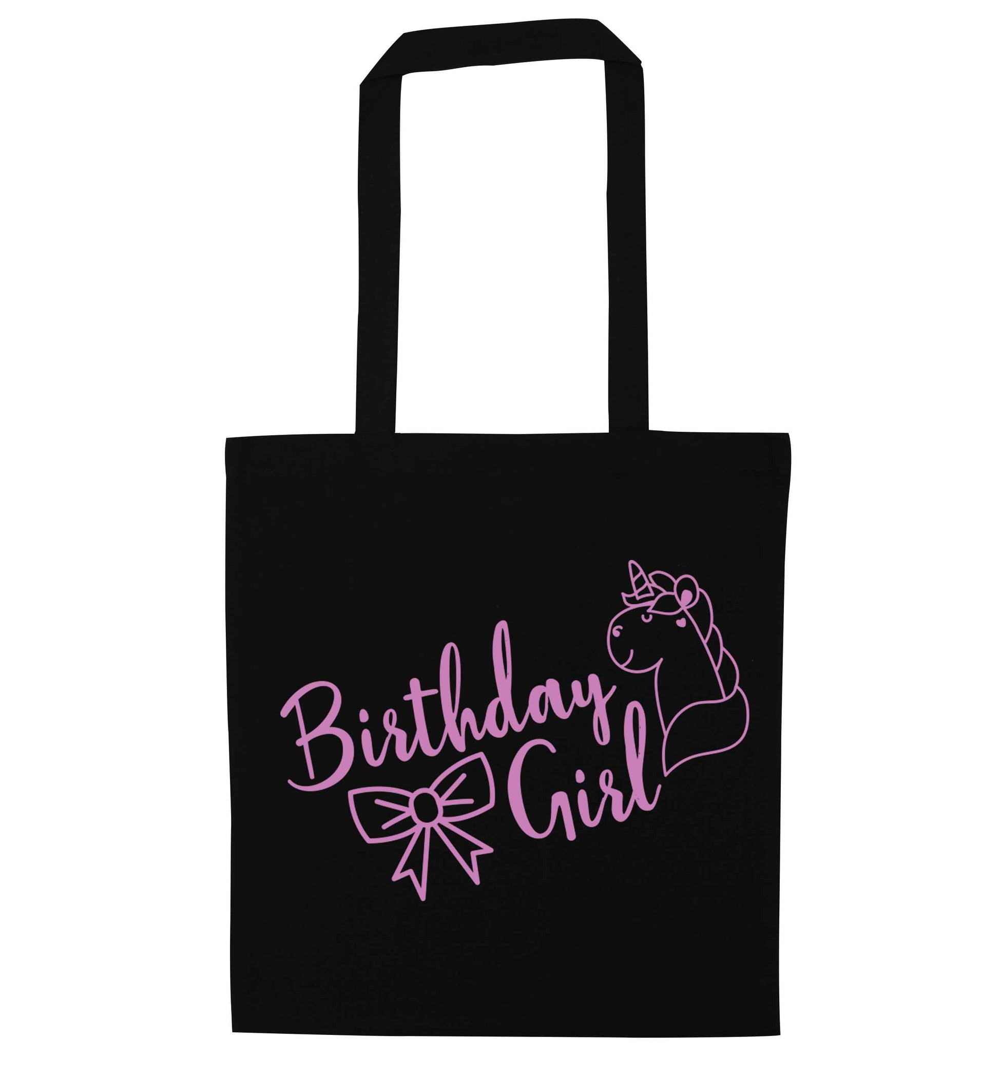 Birthday girl black tote bag