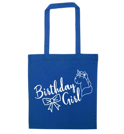 Birthday girl blue tote bag