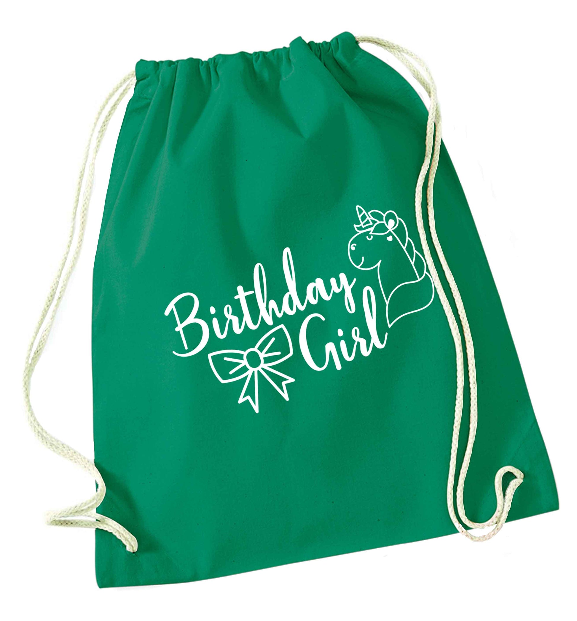 Birthday girl green drawstring bag
