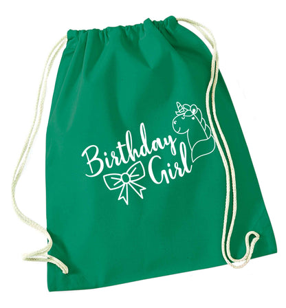Birthday girl green drawstring bag