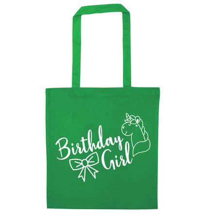 Birthday girl green tote bag