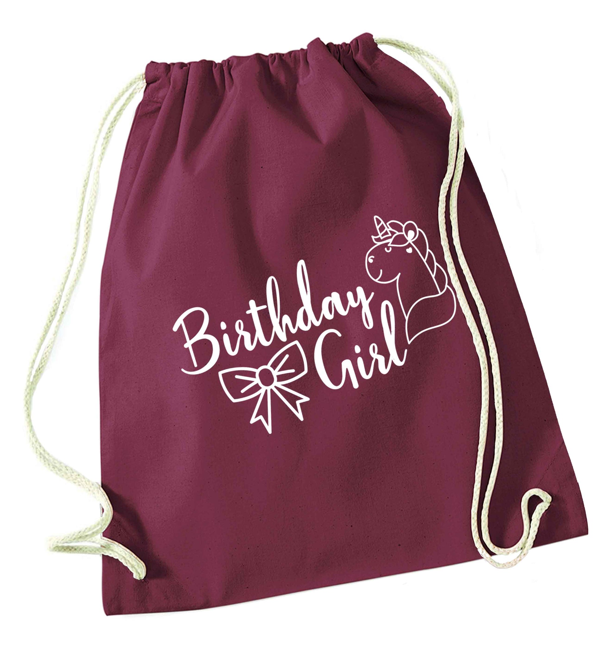 Birthday girl maroon drawstring bag