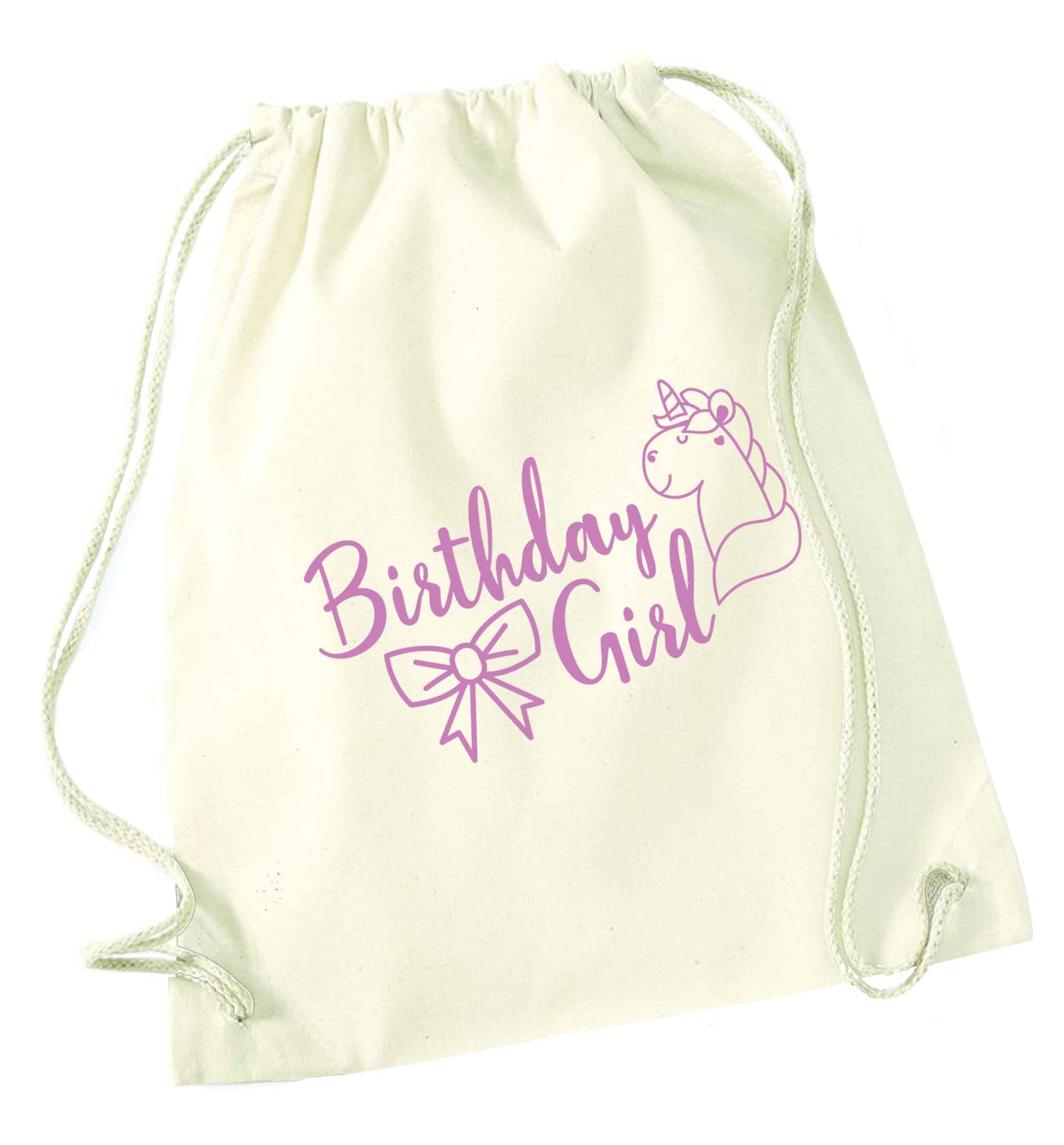 Birthday girl natural drawstring bag