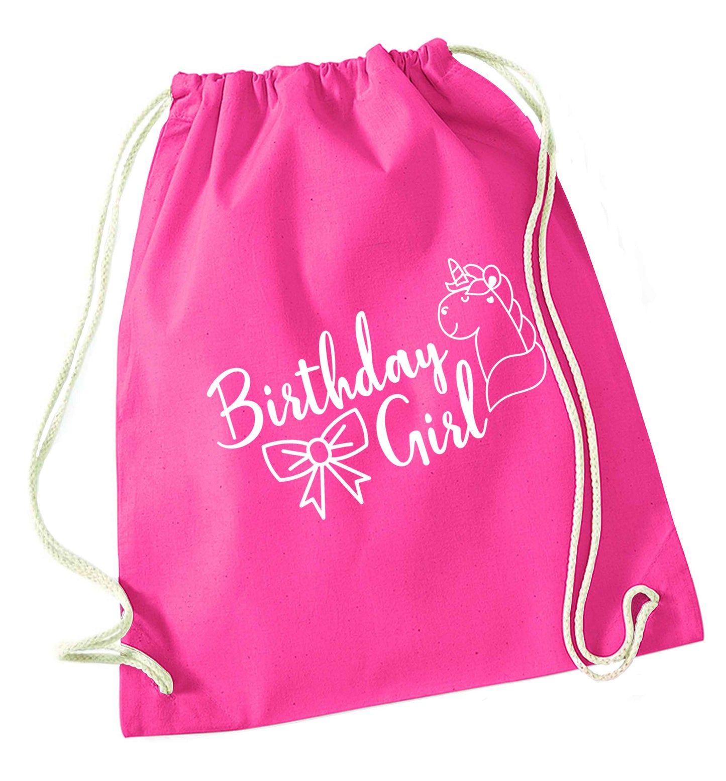 Birthday girl pink drawstring bag