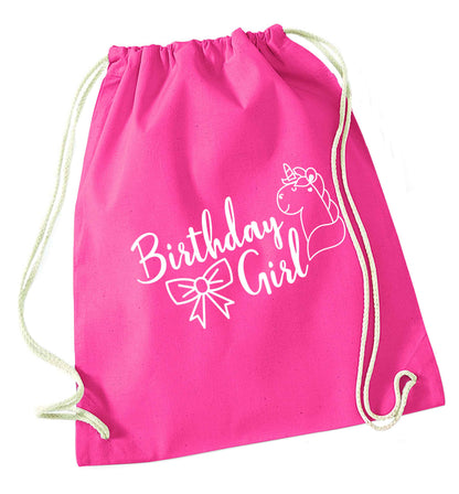 Birthday girl pink drawstring bag