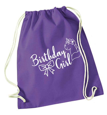 Birthday girl purple drawstring bag