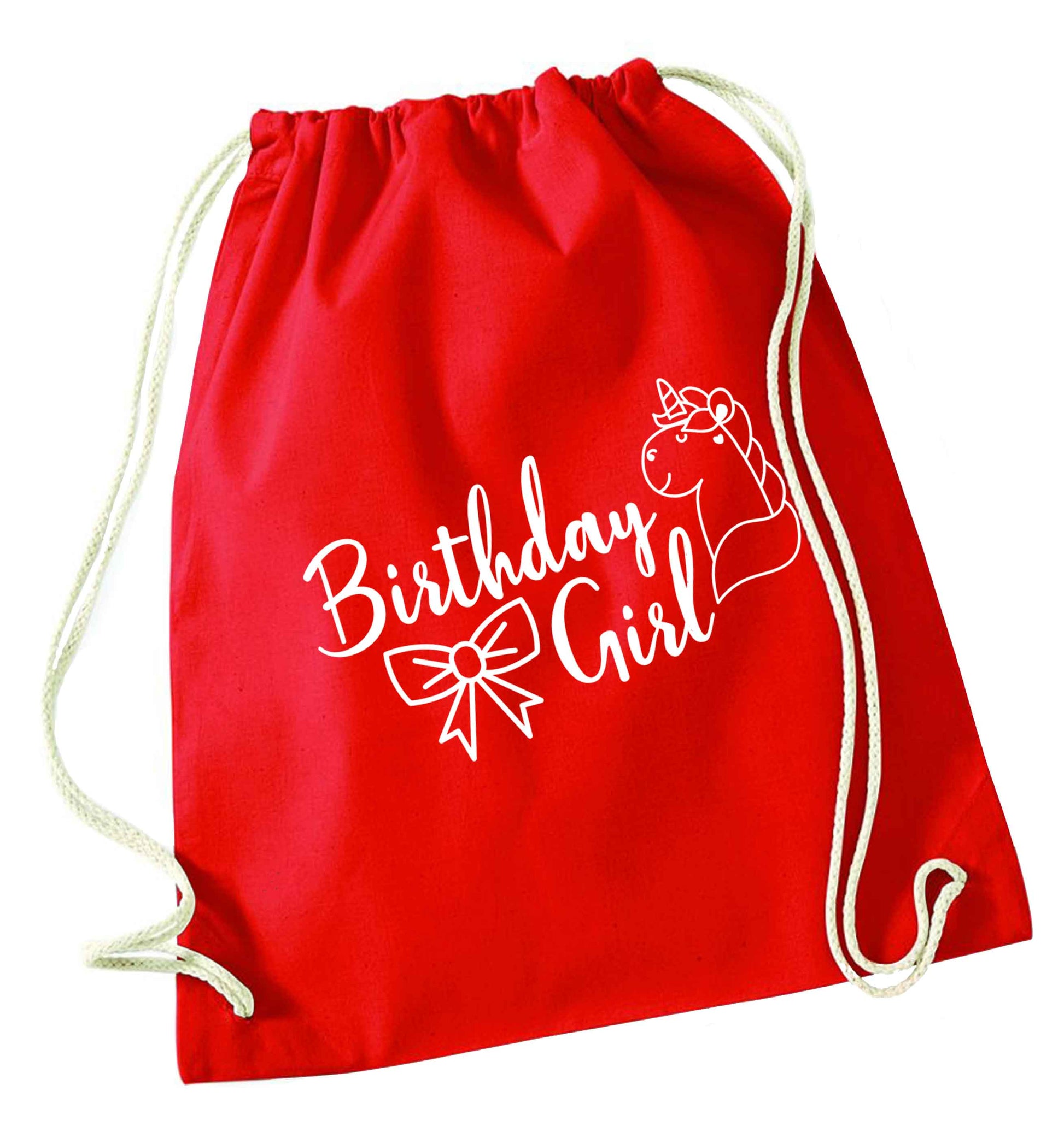 Birthday girl red drawstring bag 