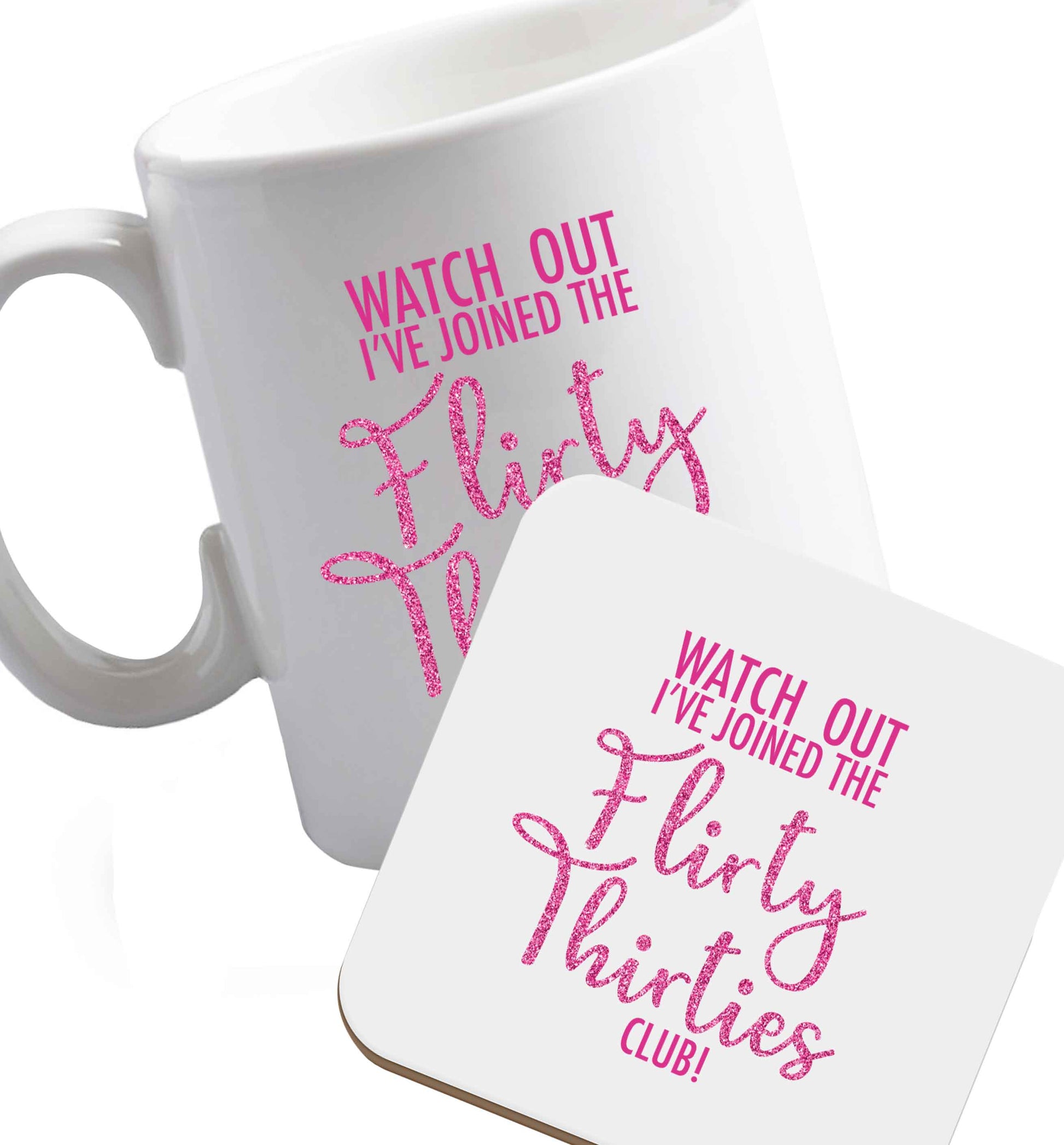 10 oz Favourite Type Pan Pancake ceramic mug and coaster set right handed