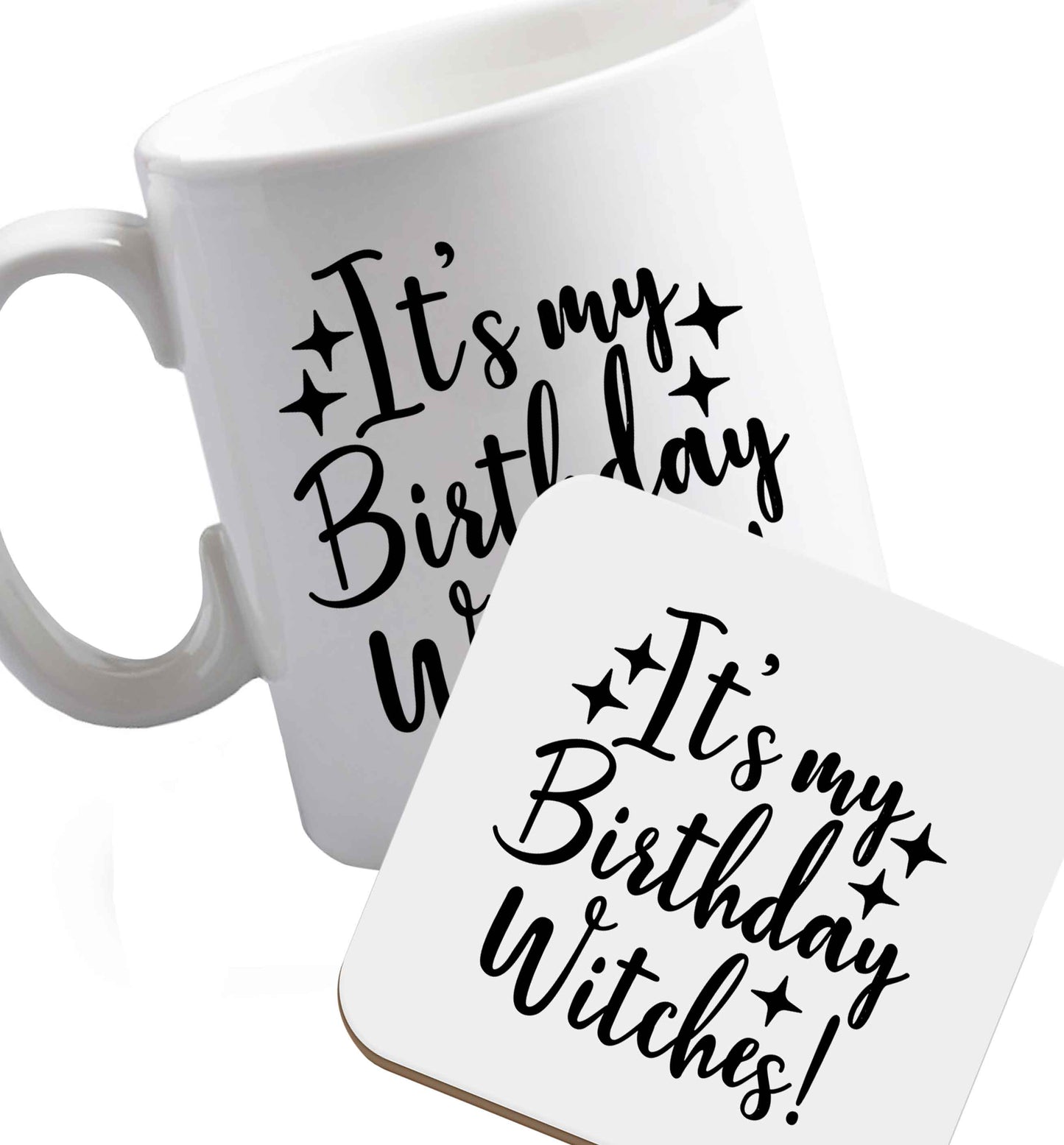 10 oz Favourite Type Pan Pancake ceramic mug and coaster set right handed