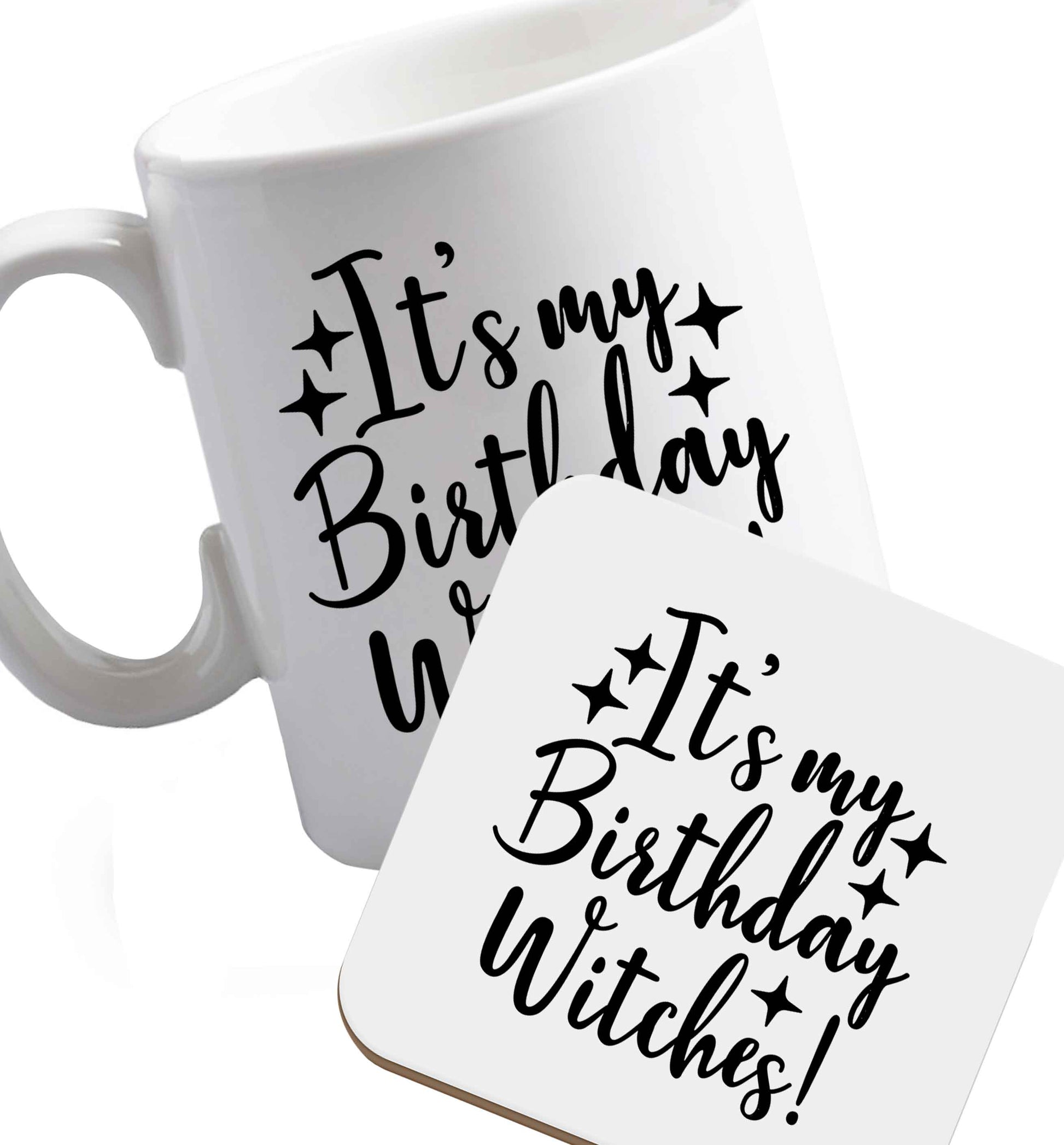 10 oz Favourite Type Pan Pancake ceramic mug and coaster set right handed