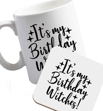 10 oz Favourite Type Pan Pancake ceramic mug and coaster set right handed