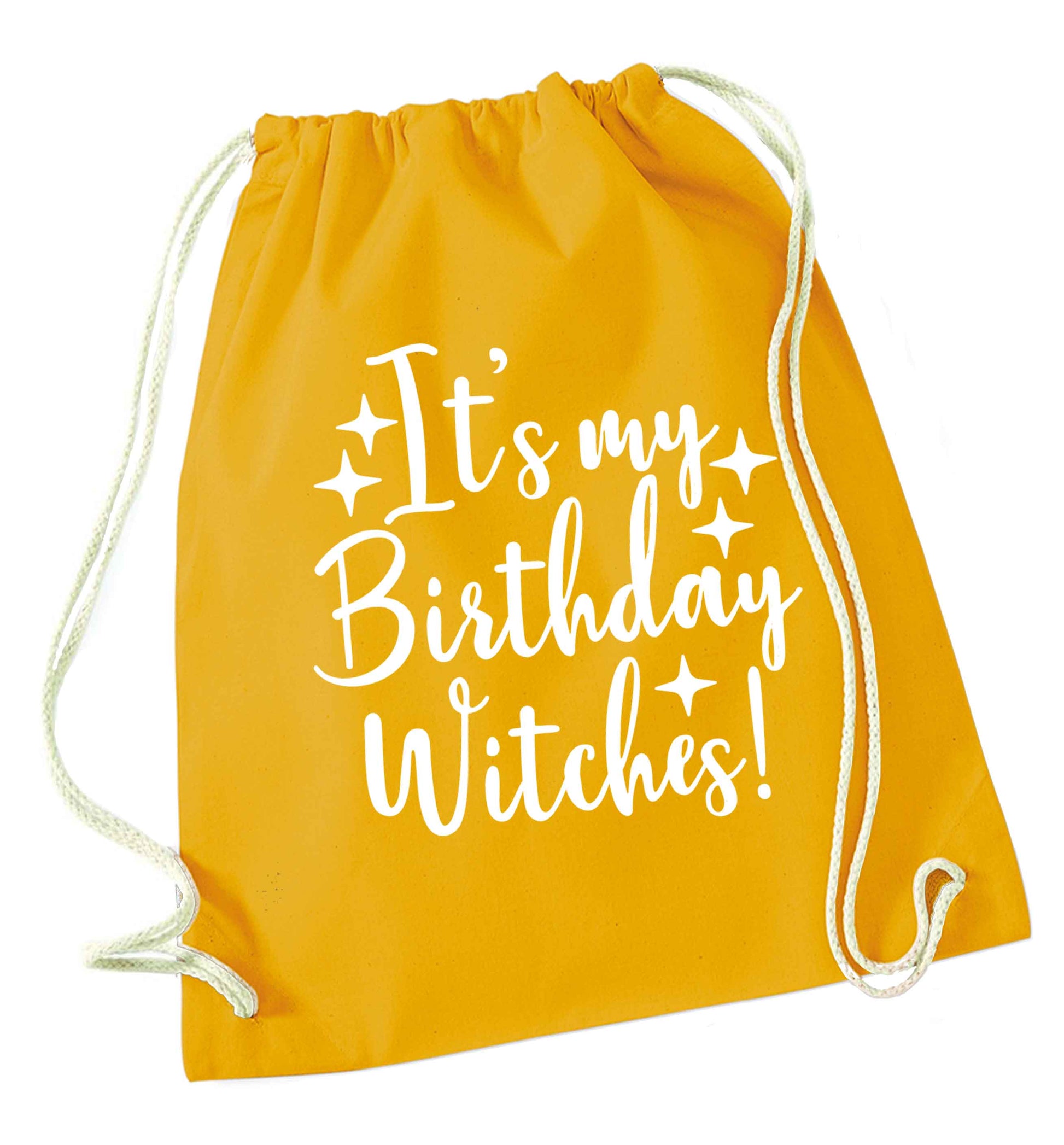 It's my birthday witches!mustard drawstring bag