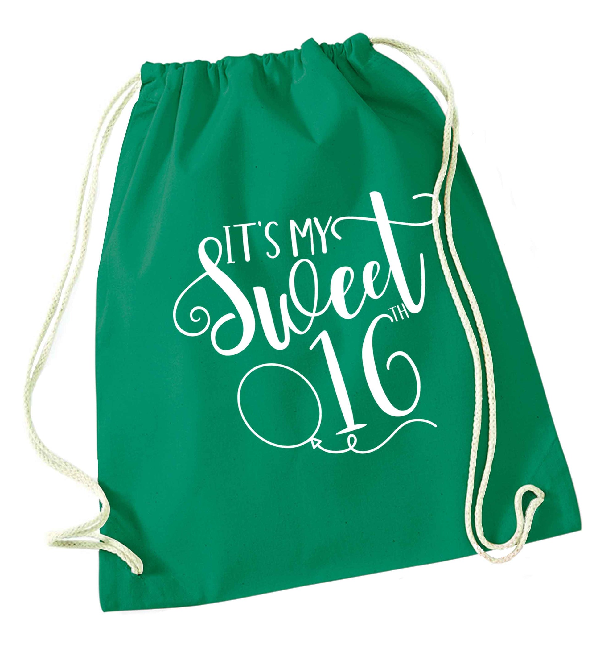 It's my sweet 16thgreen drawstring bag