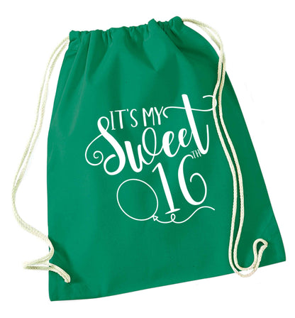 It's my sweet 16thgreen drawstring bag