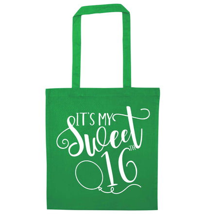 It's my sweet 16thgreen tote bag