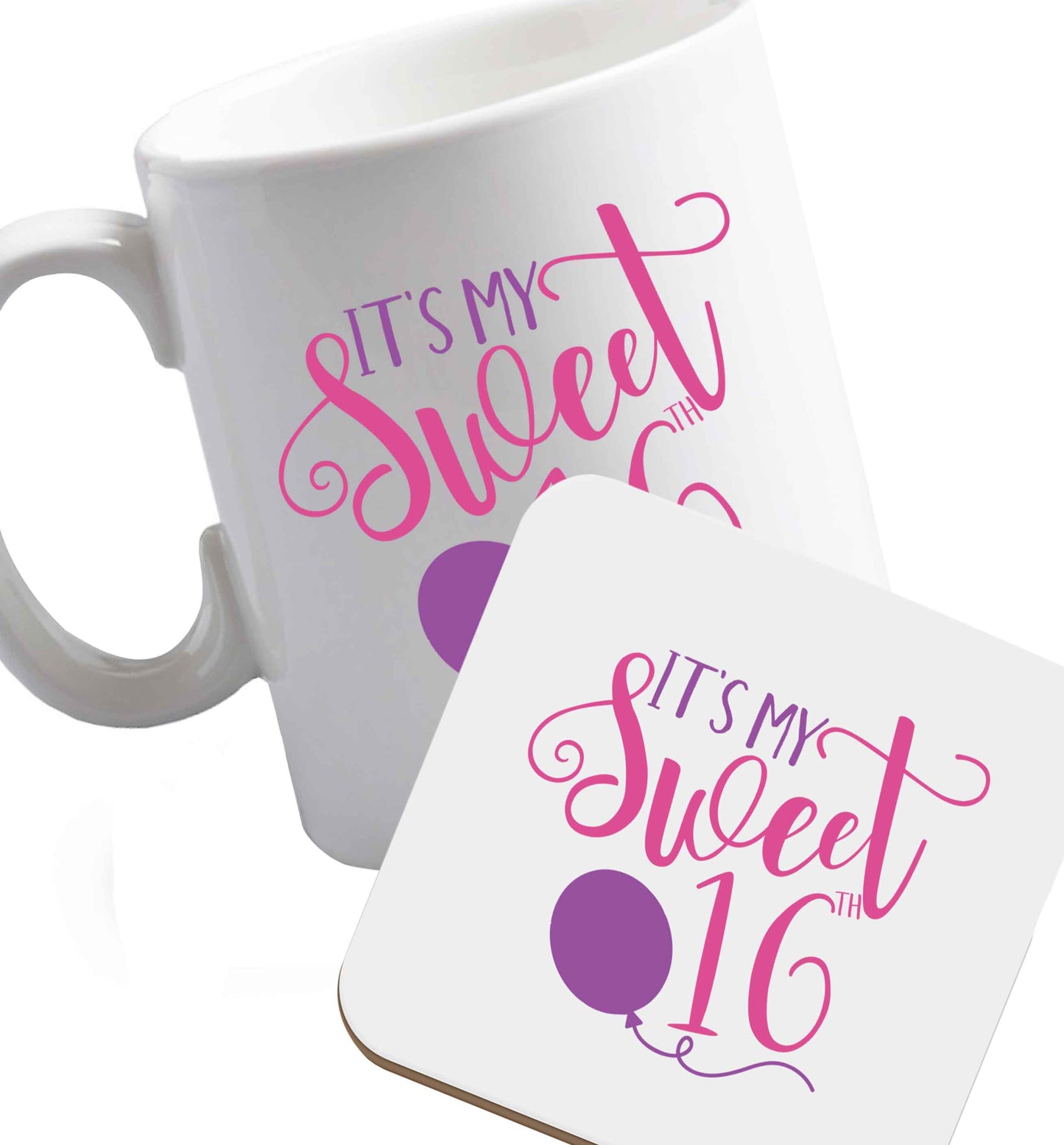 10 oz Favourite Type Pan Pancake ceramic mug and coaster set right handed