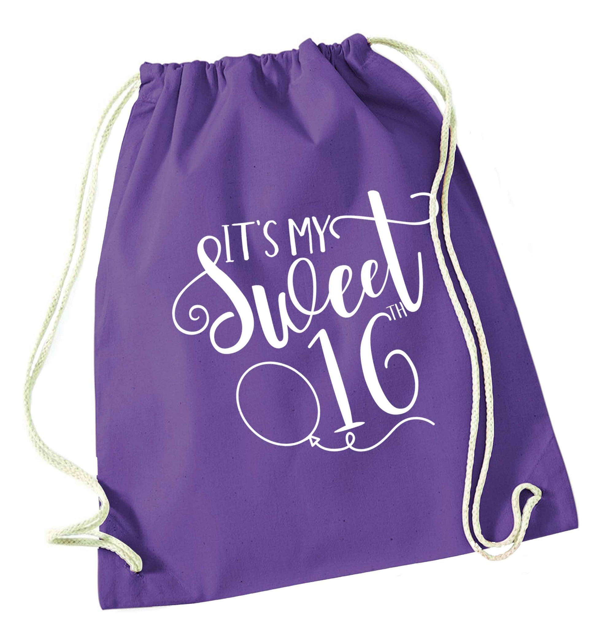 It's my sweet 16thpurple drawstring bag