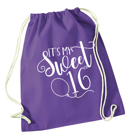 It's my sweet 16thpurple drawstring bag