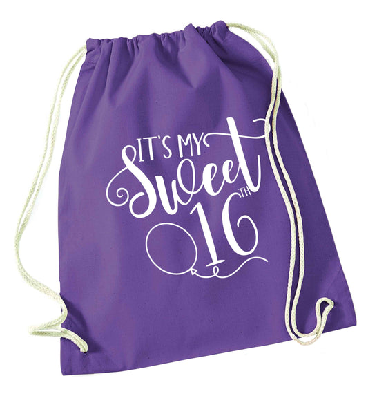 It's my sweet 16thpurple drawstring bag