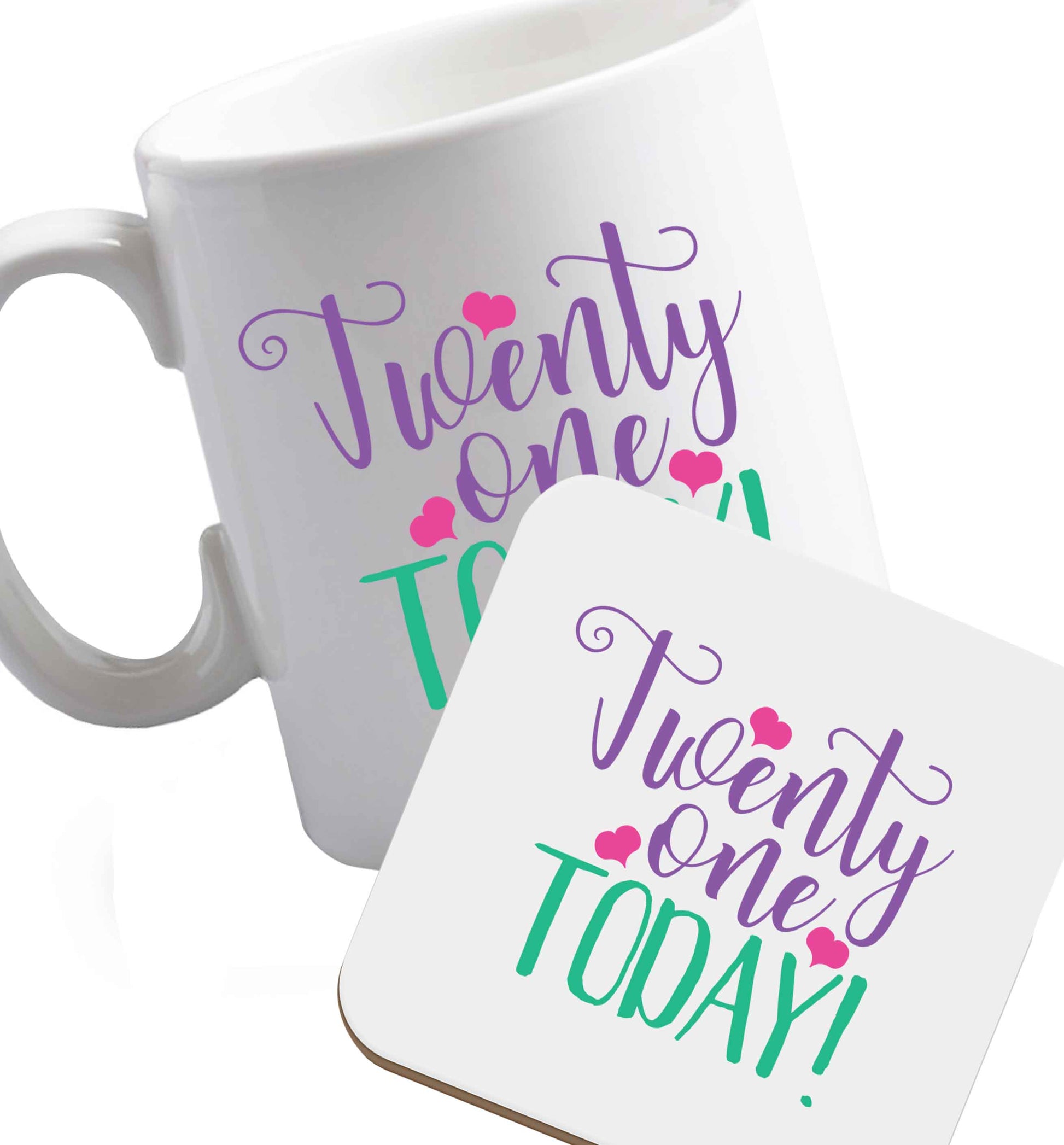 10 oz Favourite Type Pan Pancake ceramic mug and coaster set right handed