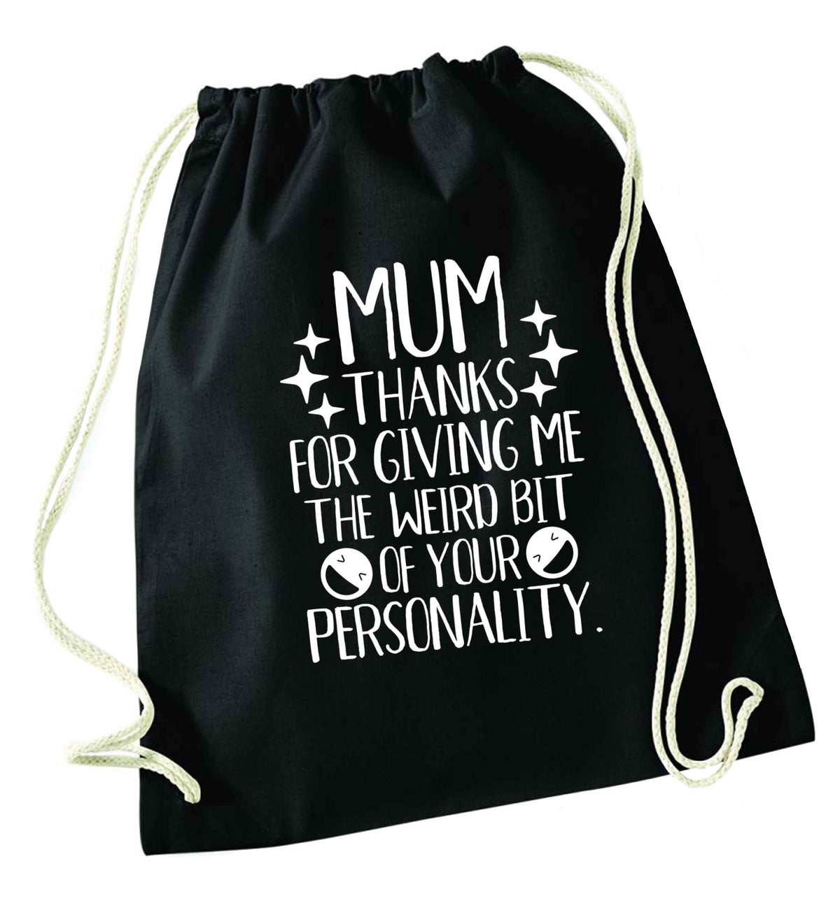 Mum, I love you more than halloumi and if you know me at all you know how deep that is black drawstring bag