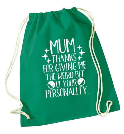 Mum, I love you more than halloumi and if you know me at all you know how deep that is green drawstring bag